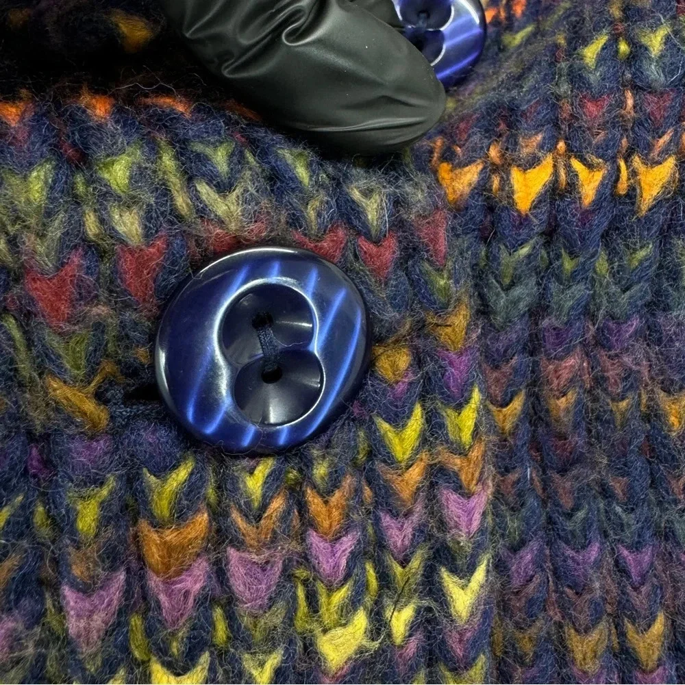 Beth Bowley Anthropologie Womens Knitted Coat Sz 10 Wool Purple Hippie Casual - Picture 10 of 14